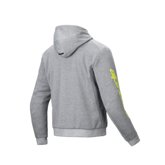 Sweat moto Alpinestars Chrome V2 Sport Hoodie Gris Heather Jaune Fluo