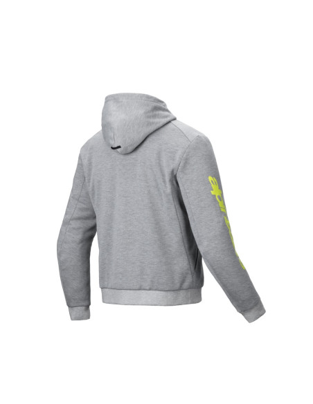 Sweat moto Alpinestars Chrome V2 Sport Hoodie Gris Heather Jaune Fluo