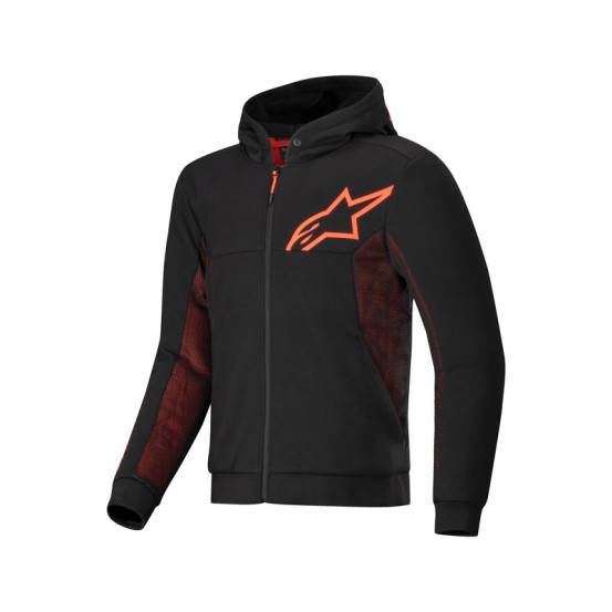 Sweat moto Alpinestars Chrome Air Sport Hoodie Noir Rouge Fluo