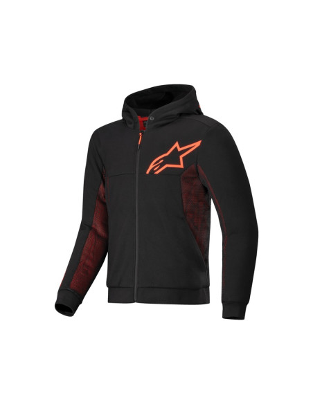 Sweat moto Alpinestars Chrome Air Sport Hoodie Noir Rouge Fluo