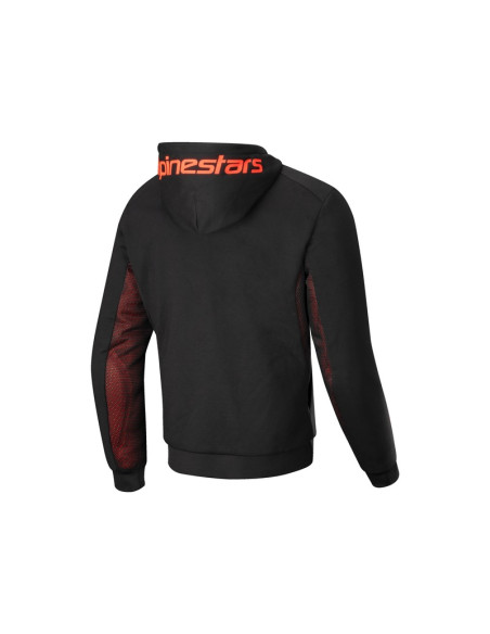 Sweat moto Alpinestars Chrome Air Sport Hoodie Noir Rouge Fluo