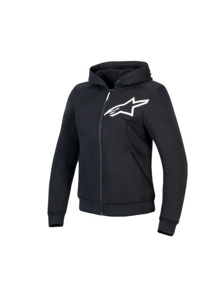 Sweat moto femme Alpinestars Stella Chrome V2 Sport Noir Blanc