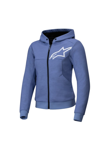 Sweat moto femme Alpinestars Stella Chrome V2 Sport Bleu Violet Blanc