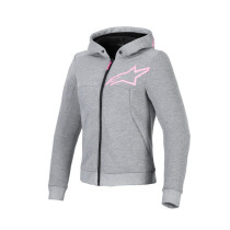 Sweat moto femme Alpinestars Stella Chrome V2 Sport Gris Heather Rose Fluo