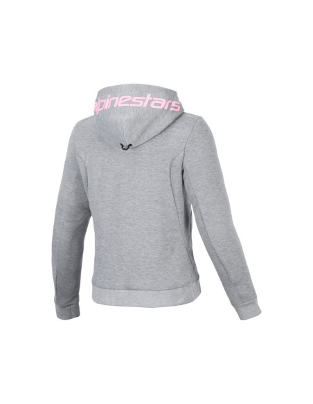 Sweat moto femme Alpinestars Stella Chrome V2 Sport Gris Heather Rose Fluo