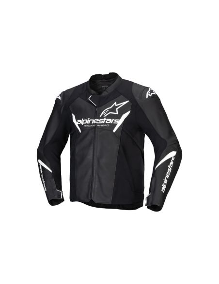 Blouson moto cuir racing Alpinestars Faster V3 Noir Blanc