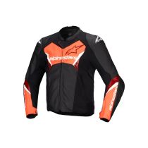 Blouson moto cuir racing Alpinestars Faster V3 Noir Rouge Fluo