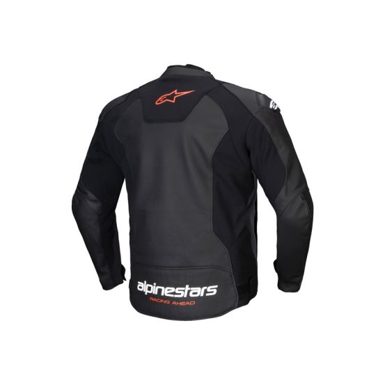 Blouson moto cuir racing Alpinestars Faster V3 Noir Rouge Fluo