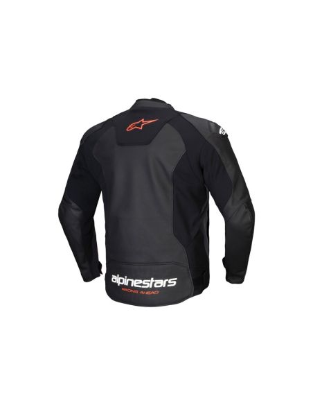 Blouson moto cuir racing Alpinestars Faster V3 Noir Rouge Fluo