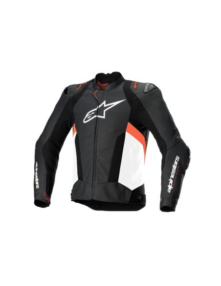 Blouson moto cuir racing Alpinestars Missile V3 Airflow Noir Blanc Rouge