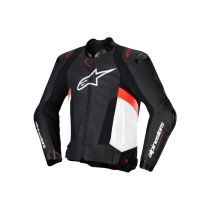 Blouson moto cuir racing Alpinestars Missile V3 Noir Blanc Rouge