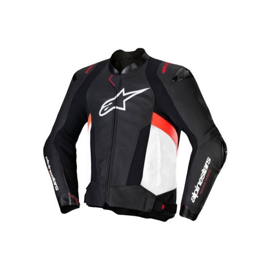 Blouson moto cuir racing Alpinestars Missile V3 Noir Blanc Rouge