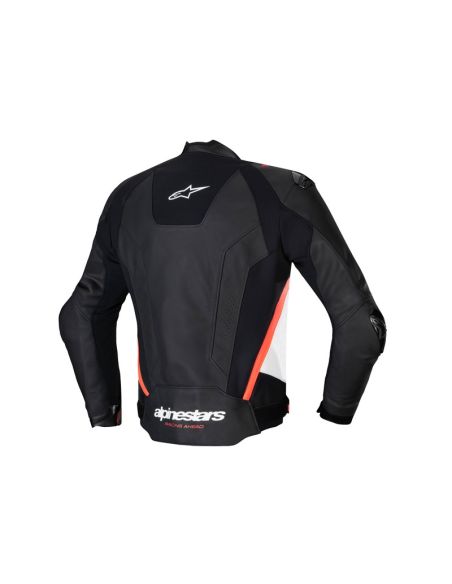 Blouson moto cuir racing Alpinestars Missile V3 Noir Blanc Rouge