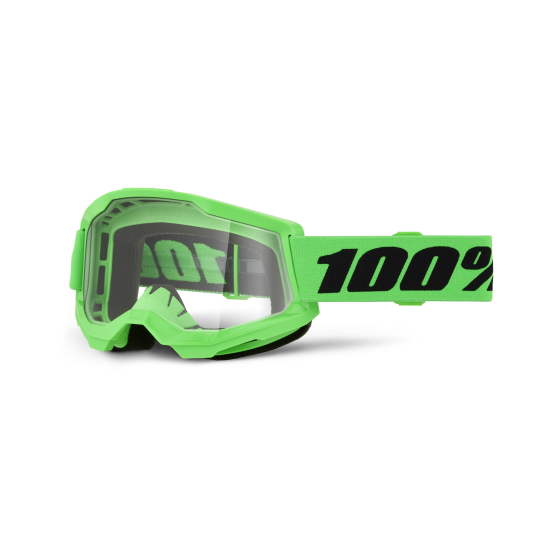 Masque cross 100% Strata 2 Vert Fluo - Ecran Clair