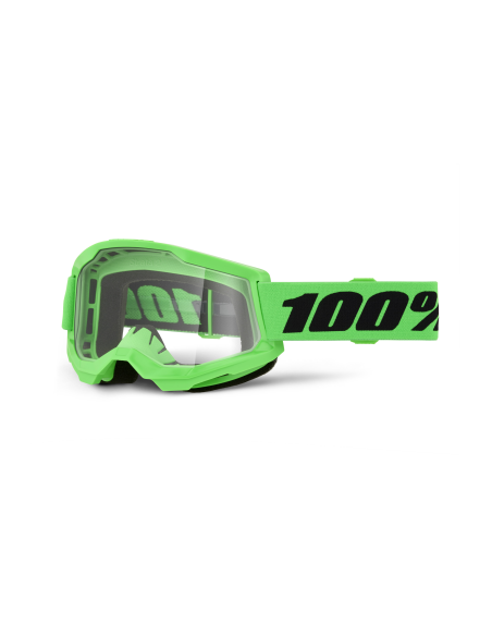 Masque cross 100% Strata 2 Vert Fluo - Ecran Clair