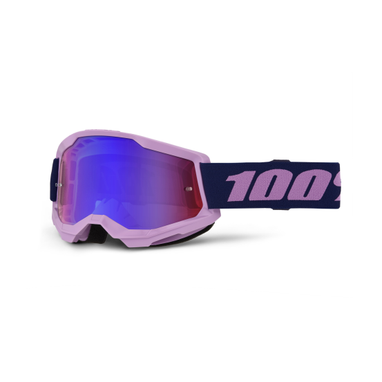 Masque cross 100% Strata 2 Violet - Ecran Iridium Rouge/Bleu