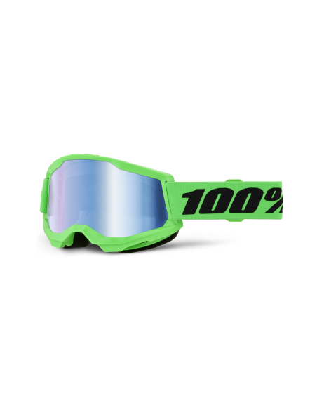Masque cross 100% Strata 2 Vert Fluo - Ecran Iridium Bleu