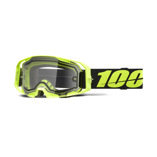 Masque cross 100% Armatic Enduro Moto Jaune Fluo - Ecran Clair