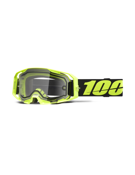 Masque cross 100% Armatic Enduro Moto Jaune Fluo - Ecran Clair