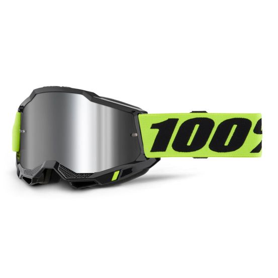Masque cross enfant 100% Accuri 2 Jaune Fluo - Ecran Iridium Argent