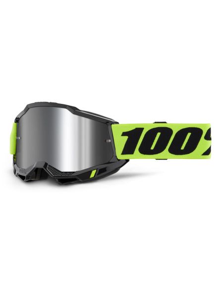 Masque cross enfant 100% Accuri 2 Jaune Fluo - Ecran Iridium Argent