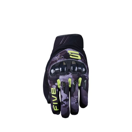 Gants moto Five RSX - Camo Noir Jaune fluo