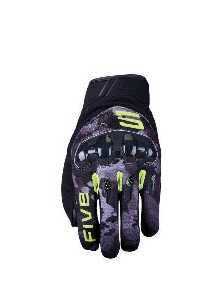 Gants moto Five RSX - Camo Noir Jaune fluo