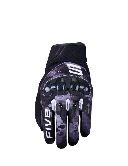 Gants moto Five RSX - Camo Noir Blanc
