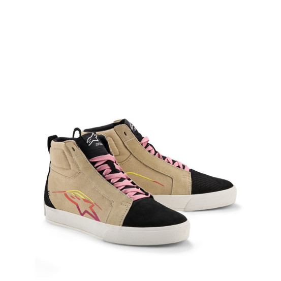 Baskets moto Alpinestars Ride-63 Canvas - Beige Noir Blanc