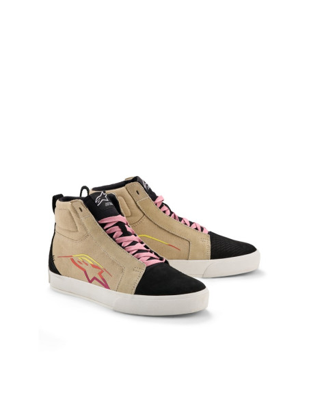 Baskets moto Alpinestars Ride-63 Canvas - Beige Noir Blanc