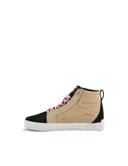 Baskets moto Alpinestars Ride-63 Canvas - Beige Noir Blanc