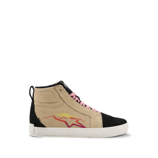 Baskets moto Alpinestars Ride-63 Canvas - Beige Noir Blanc