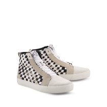 Baskets moto Alpinestars Ride-63 Canvas - Blanc Noir Damier