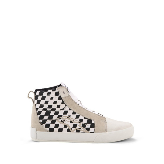 Baskets moto Alpinestars Ride-63 Canvas - Blanc Noir Damier