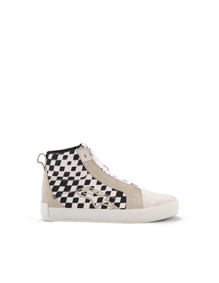 Baskets moto Alpinestars Ride-63 Canvas - Blanc Noir Damier