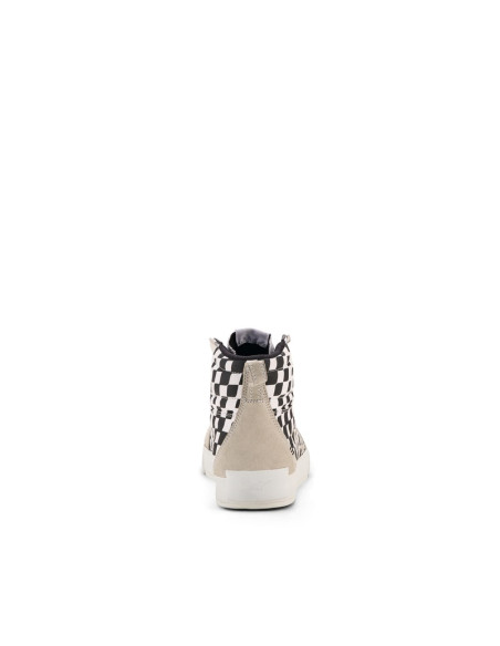 Baskets moto Alpinestars Ride-63 Canvas - Blanc Noir Damier