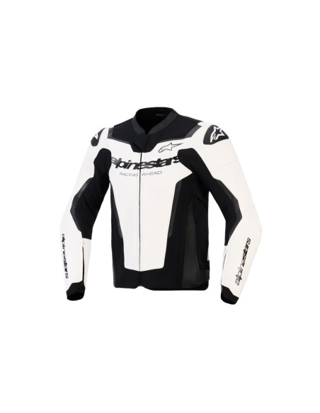 Blouson moto cuir Alpinestars GP Force V2 - Blanc Noir