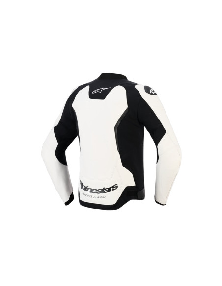 Blouson moto cuir Alpinestars GP Force V2 - Blanc Noir