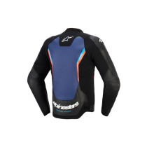 Blouson moto cuir Alpinestars GP Force V2 - Noir Bleu Rouge Fluo 2