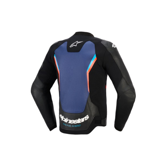 Blouson moto cuir Alpinestars GP Force V2 - Noir Bleu Rouge Fluo