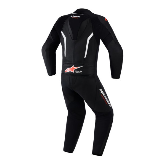 Combinaison moto 2 pièces cuir Alpinestars GP Force V2 - Noir Blanc Rouge Fluo