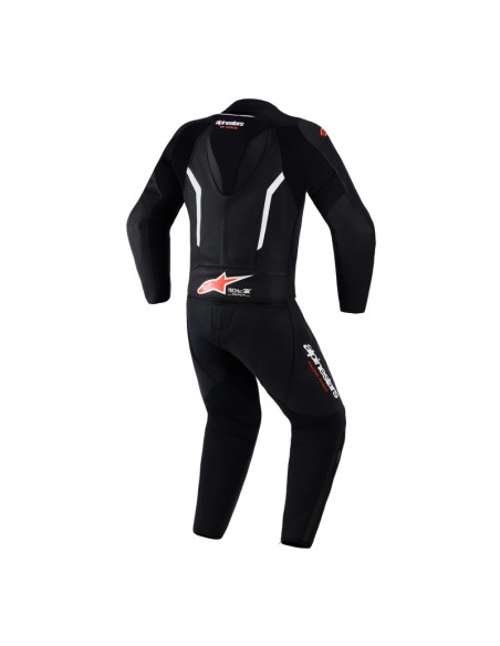 Combinaison moto 2 pièces cuir Alpinestars GP Force V2 - Noir Blanc Rouge Fluo