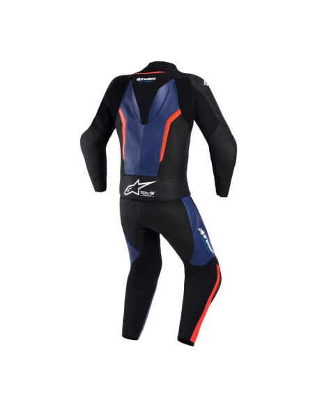 Combinaison moto 2 pièces cuir Alpinestars GP Force V2 - Noir Bleu Rouge Fluo