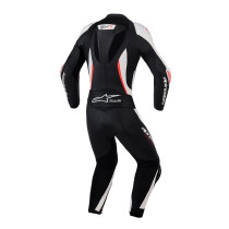 Combinaison moto 2 pièces cuir femme Alpinestars Stella GP-R7 - Noir Blanc Rouge Fluo 2