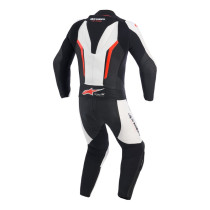 Combinaison moto intégrale cuir Alpinestars GP Force V2 - Blanc Noir Rouge Fluo 2