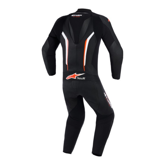 Combinaison moto intégrale cuir Alpinestars GP Force V2 - Noir Blanc Rouge Fluo