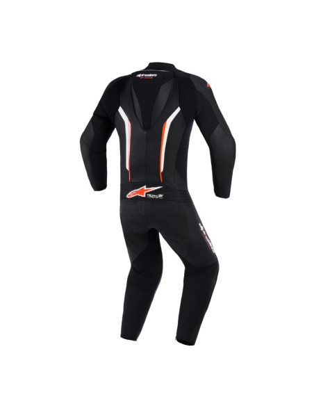 Combinaison moto intégrale cuir Alpinestars GP Force V2 - Noir Blanc Rouge Fluo