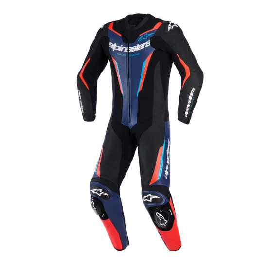 Combinaison moto intégrale cuir Alpinestars GP Force V2 - Noir Bleu Rouge Fluo
