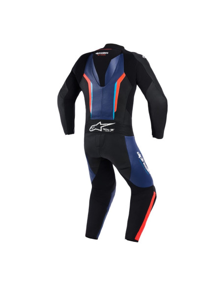Combinaison moto intégrale cuir Alpinestars GP Force V2 - Noir Bleu Rouge Fluo