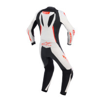 Combinaison moto intégrale cuir femme Alpinestars Stella GP-R7 - Blanc Noir Rouge Fluo 2